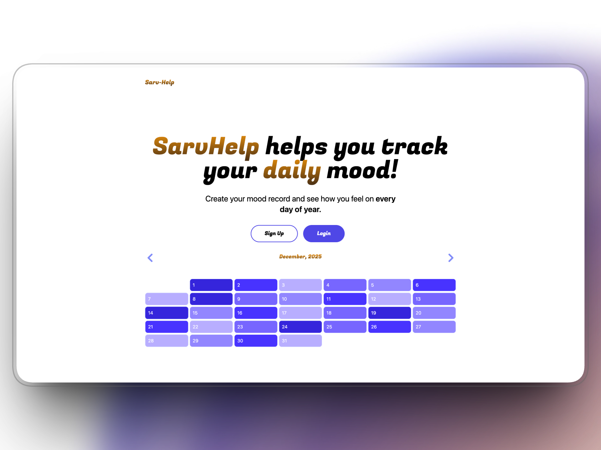 SarvSelf - Track your mood. Because why not?