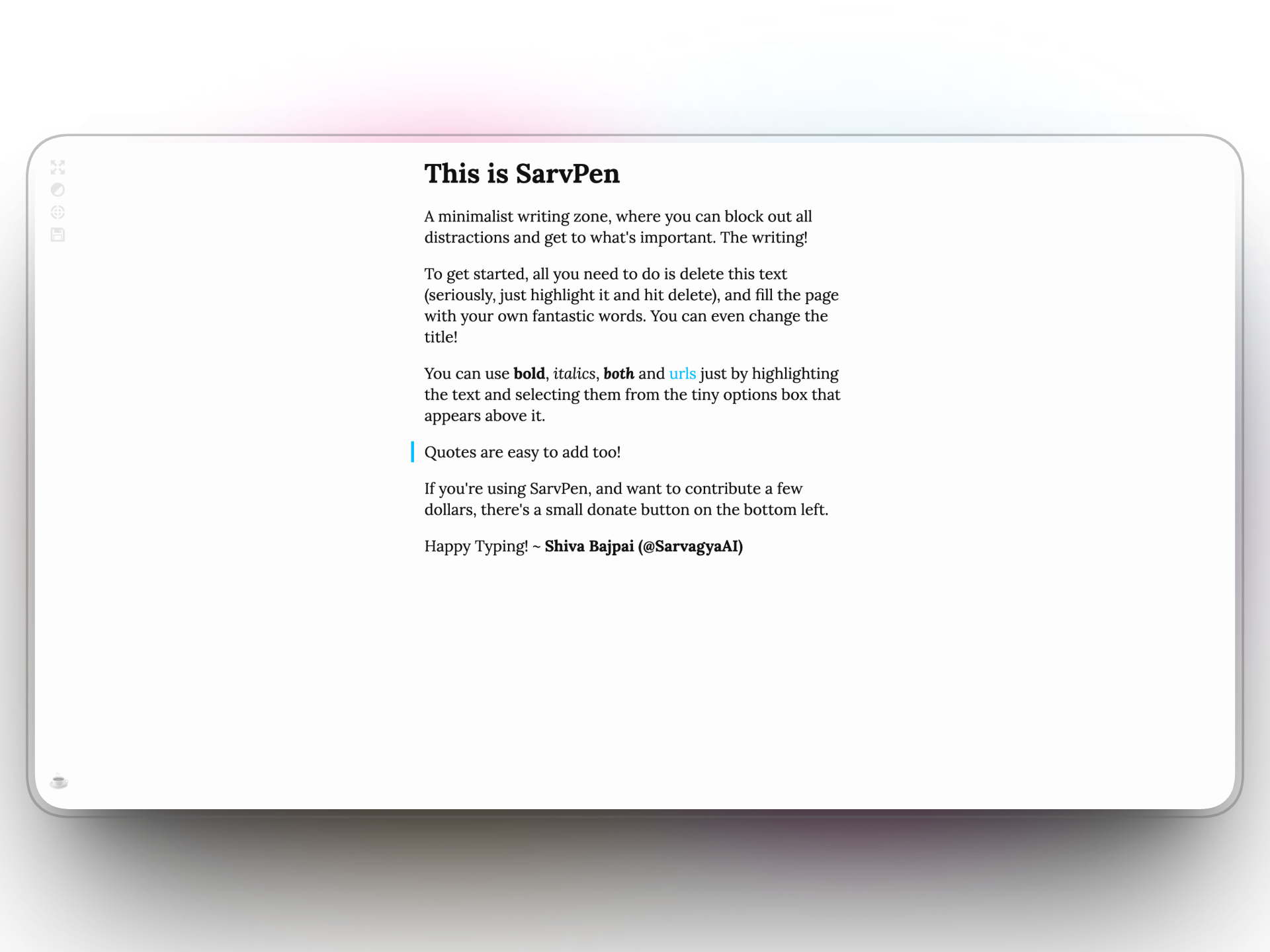 Sarv Pen - A quiet place for loud thoughts