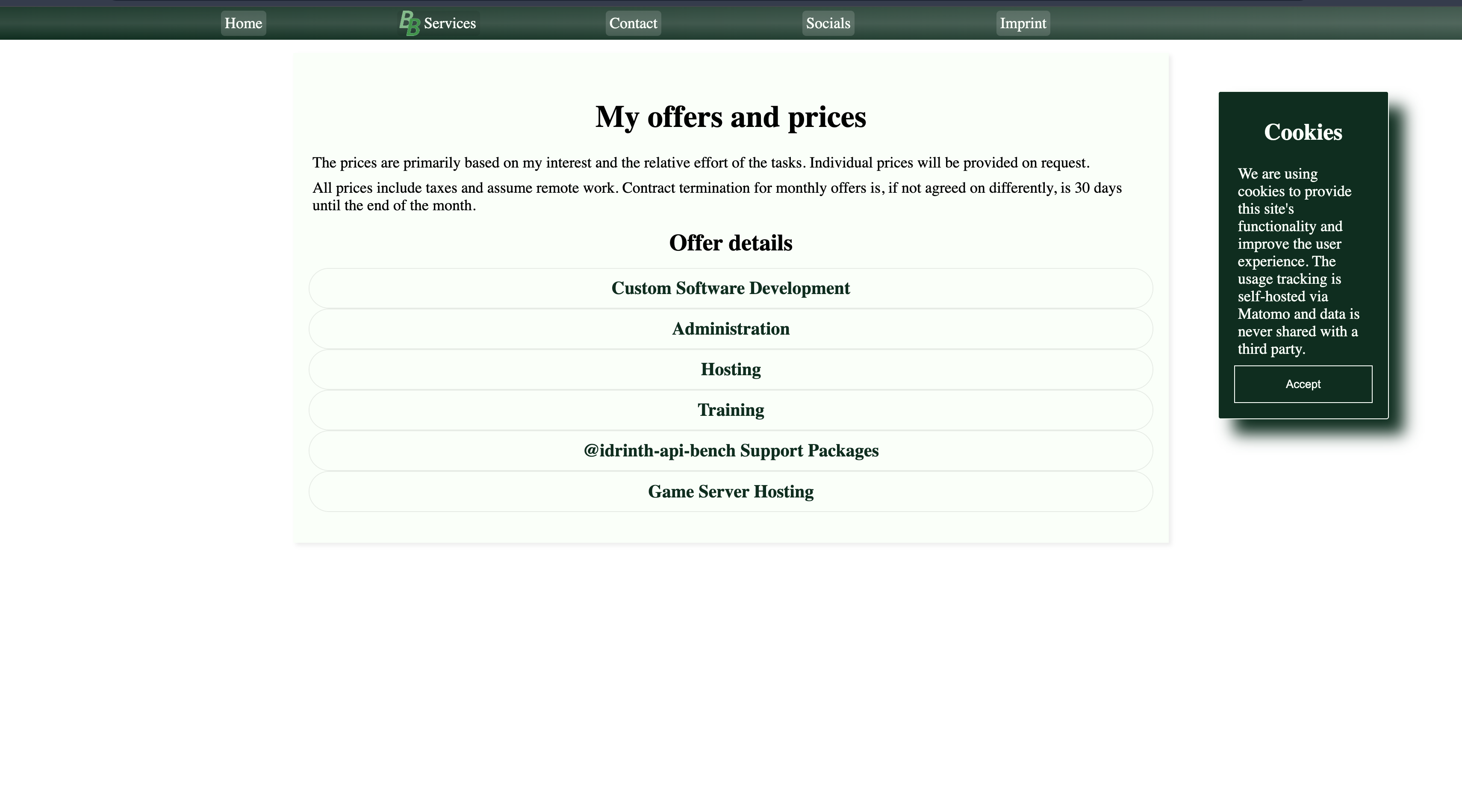 Old website - Services