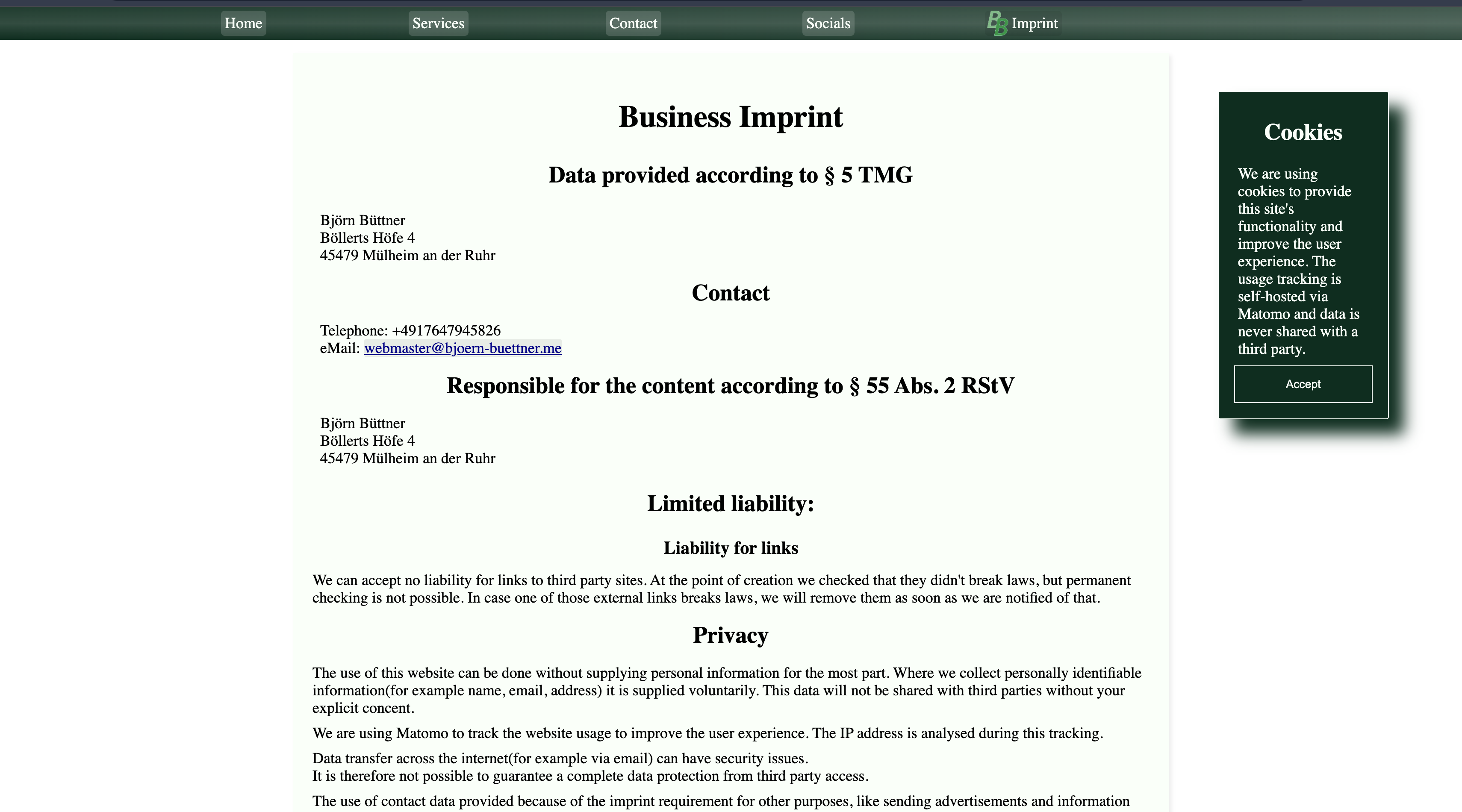 Old website - Imprint
