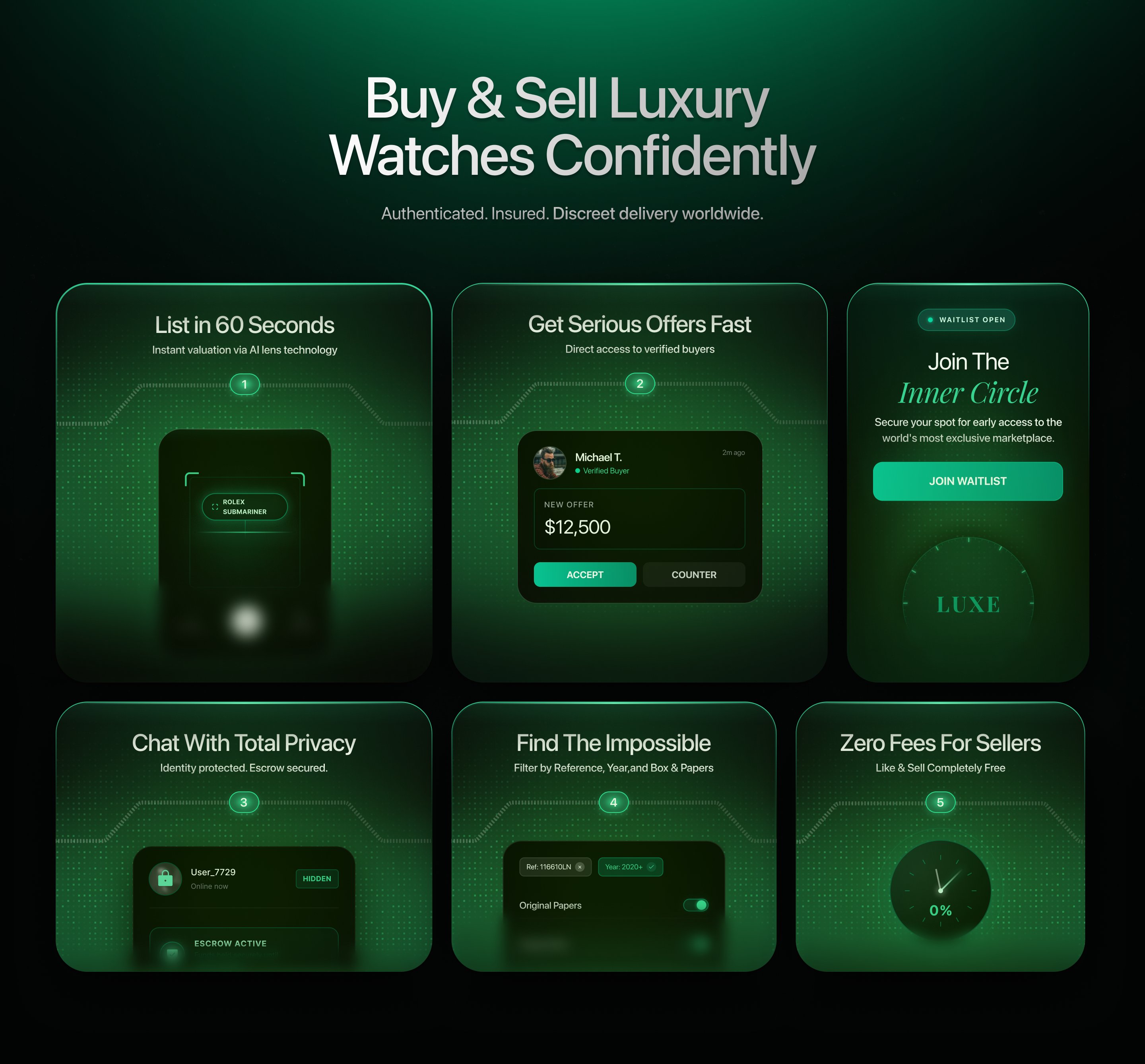 A website page with a green background.